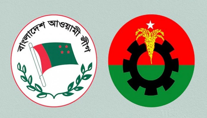 নয়াপল্টনে বিএনপির মহাসমাবেশ বায়তুল মোকাররমের দ: গেটে আ.লীগের শান্তি ও উন্নায়ন  সমাবেশ