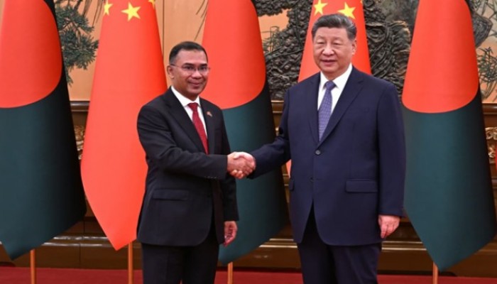 প্রধানমন্ত্রী তারেক রহমান ও চীনের প্রেসিডেন্ট  শি জিনপিংয়ের সঙ্গে  বৈঠক